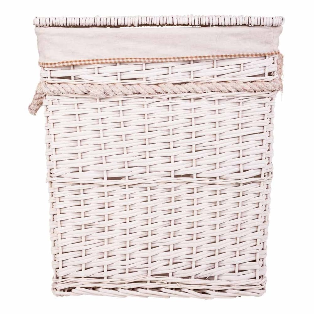 Set cesto de ropa y dos cestos de mimbre forrados blancos - Maisons du Monde