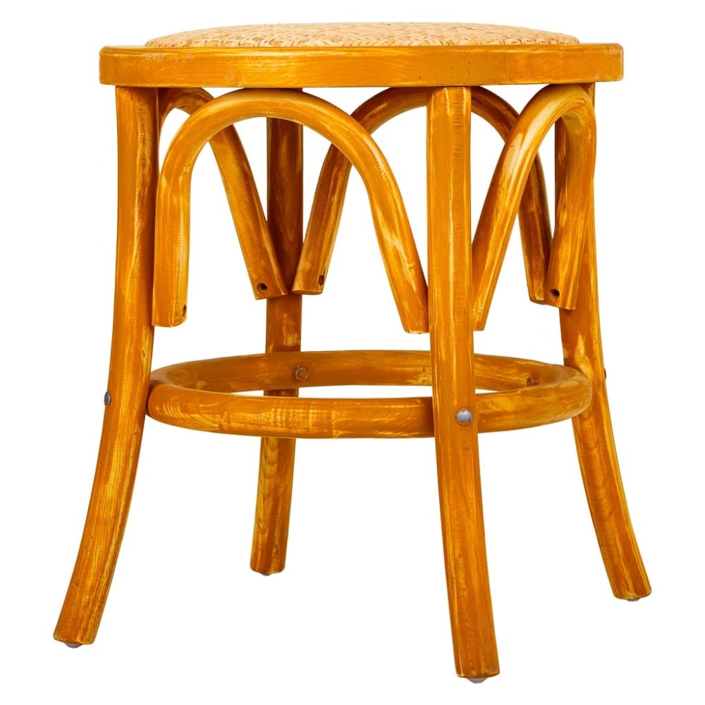 Taburete de madera y asiento de ratán marrón d40x45 - Maisons du Monde