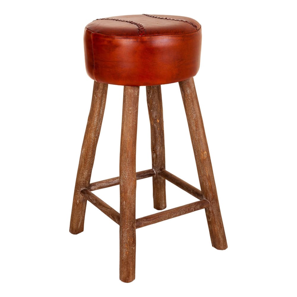 Taburete de piel rojo 41x41x78