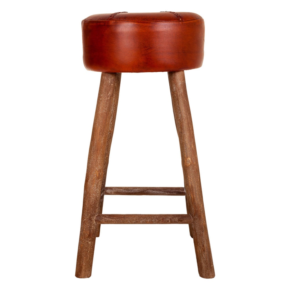 Taburete de piel rojo 41x41x78 - Maisons du Monde