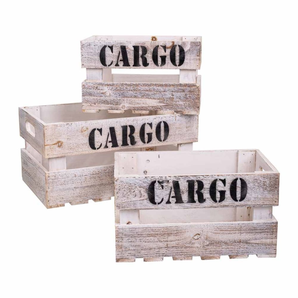 Cajas de madera set 3 piezas blanco 38x24x19h-33x20x18h-28x15,5x17h cm