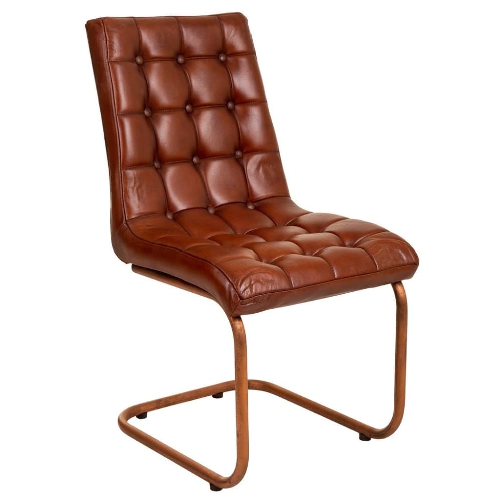 Silla de metal y piel 46x46x93h cm