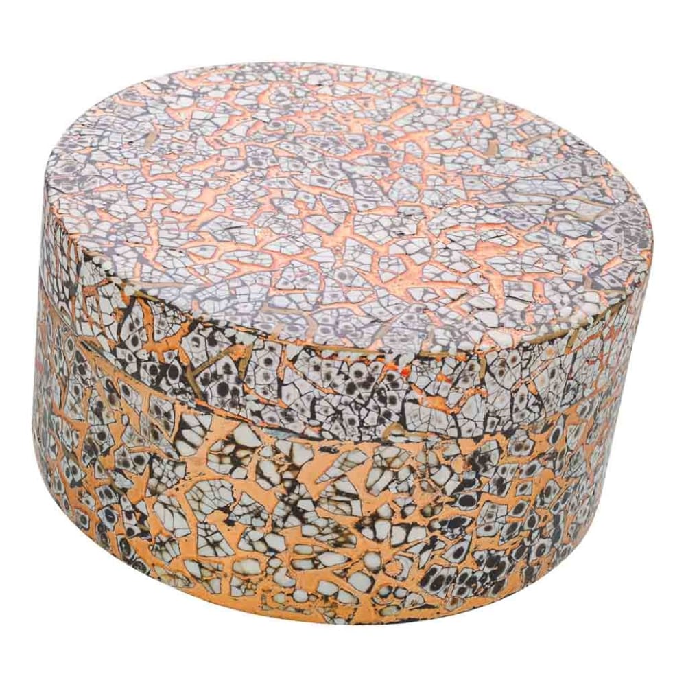 Caja de cerámica marrón y dorado 20x20x10h cm