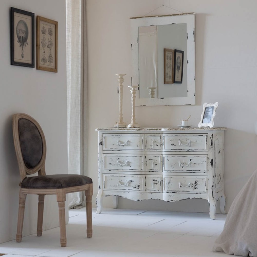 Gepolsterter Holzstuhl 48x46x48/96h cm, Grau - Maisons Du Monde