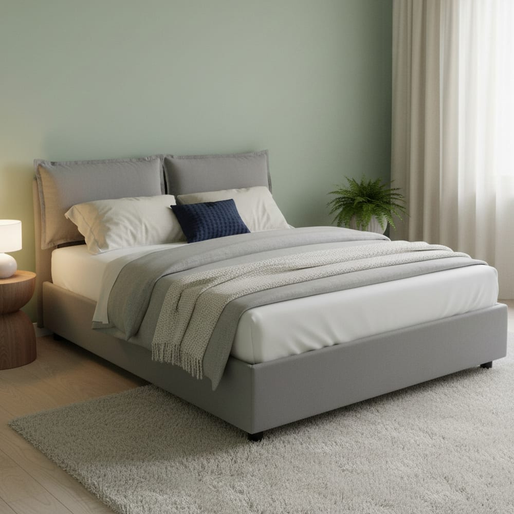 Doppelbett aus Stoff grau 160x200 cm - Maisons Du Monde