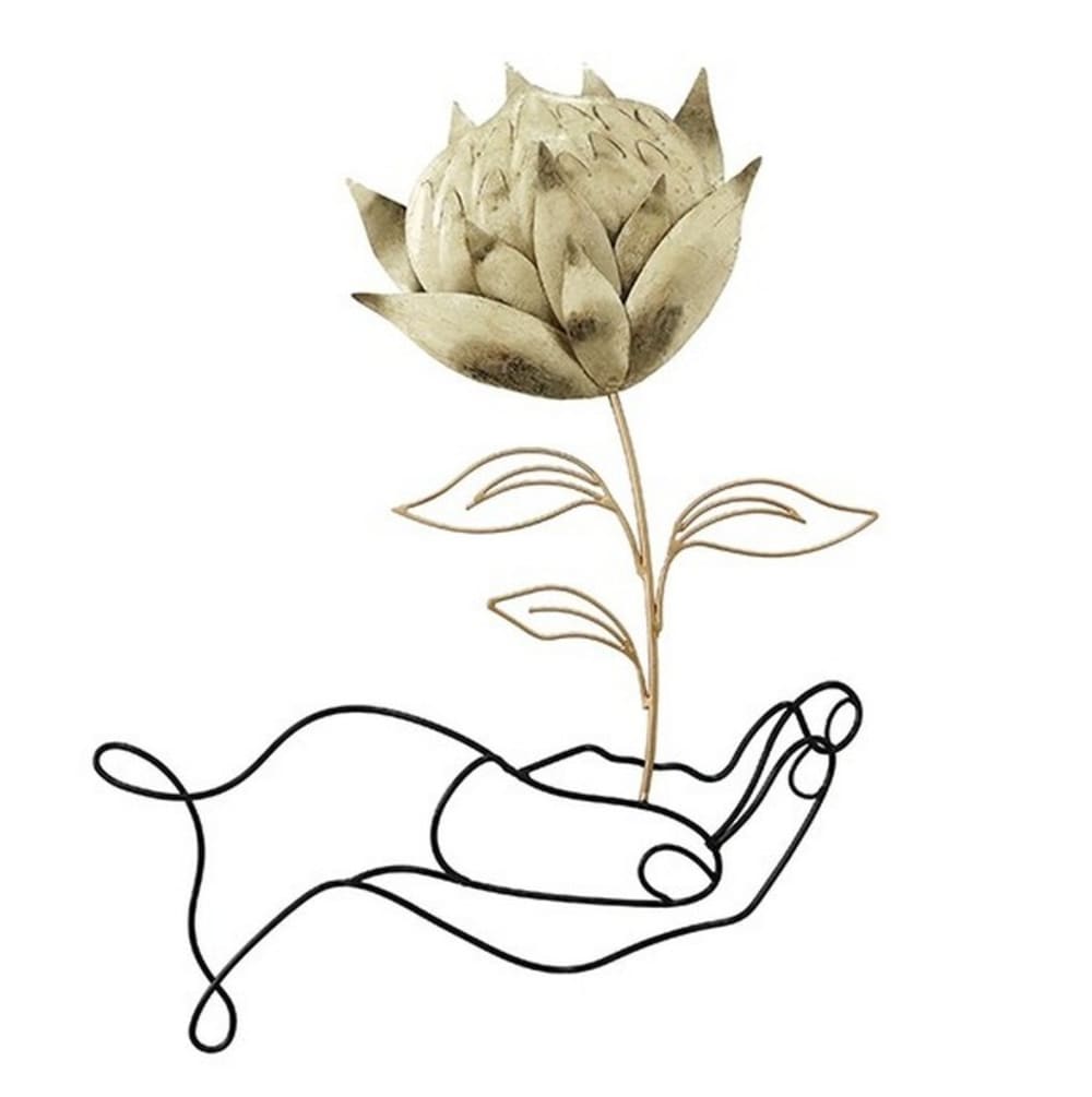 Décoration murale en métal flower hand 49x42x5