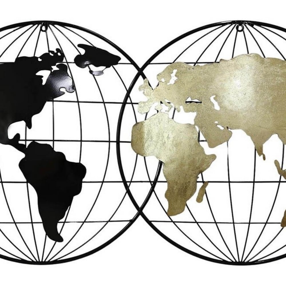 Décoration murale en métal mappemonde black and gold 108x60x6 - Maisons du Monde