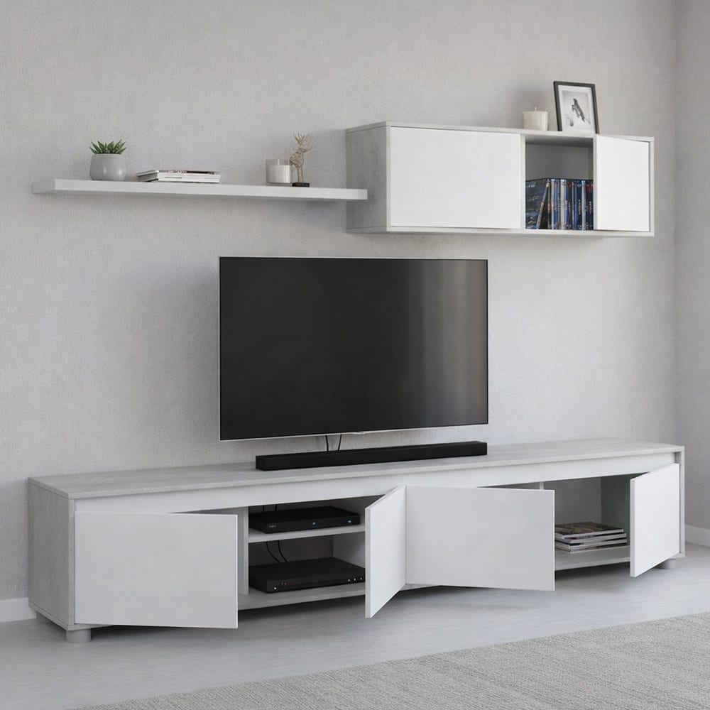 Dmora parete attrezzata 41x200x43h cm bianco 6 vani 6 ante -