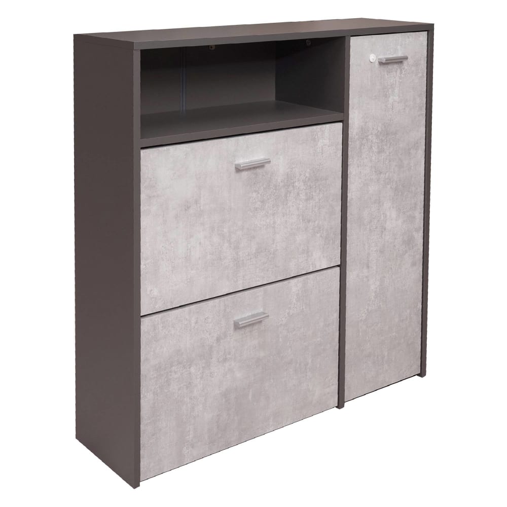Dmora Schuhschrank Holzeffekt anthrazit 92x27h94 cm style modern Schwarz Holz