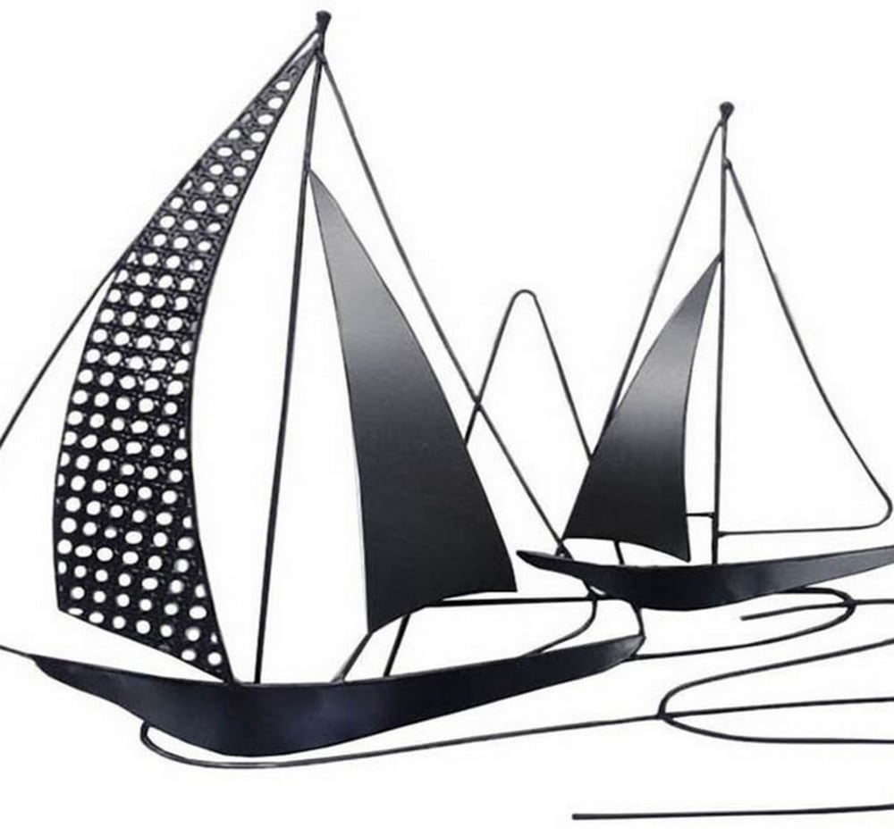 Décoration murale en métal régate de voiliers noirs 68x52x3 - Maisons du Monde