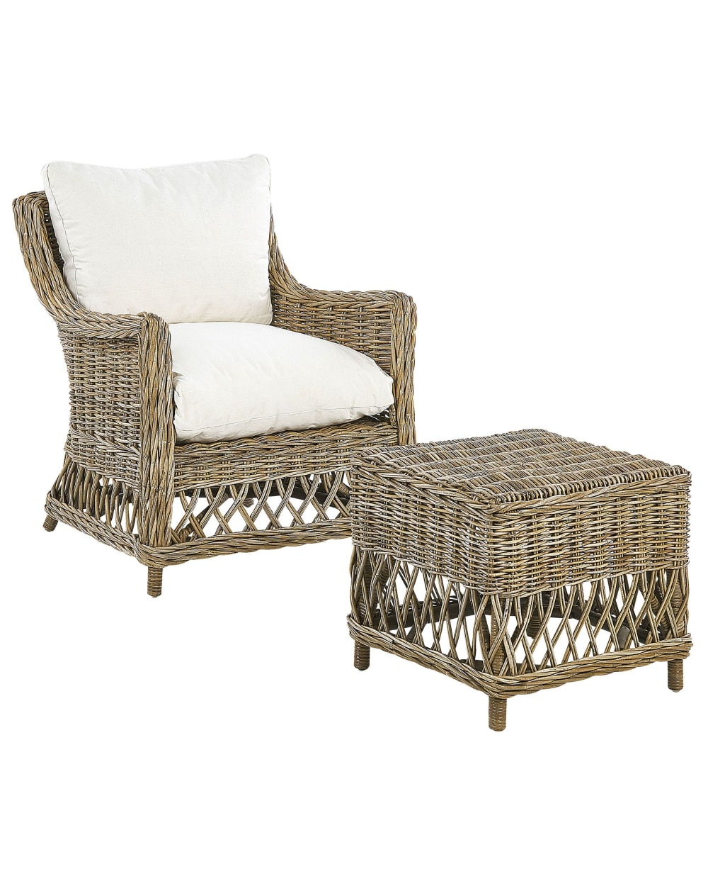 Gartensessel Mit Auflagen Aus Rattan 78Cm, Braun