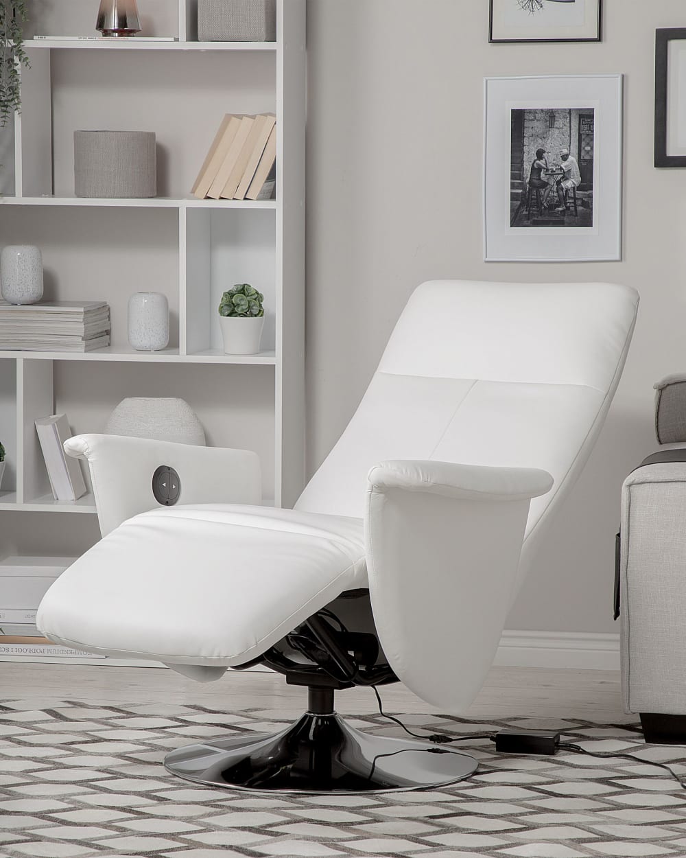 Fauteuil inclinable repose-pieds inclus cuir pu blanc