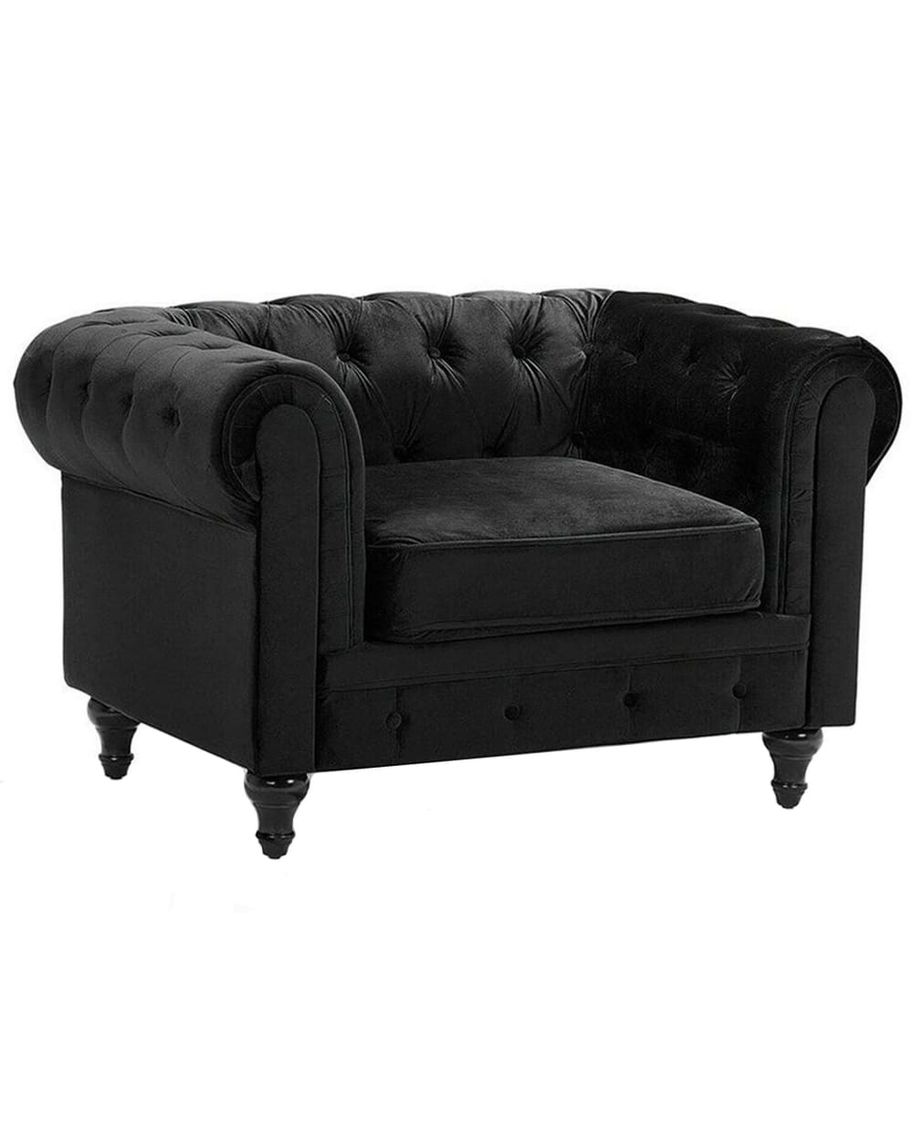 Beliani Sessel aus Samtstoff 70cm, schwarz style classic chic - Samt
