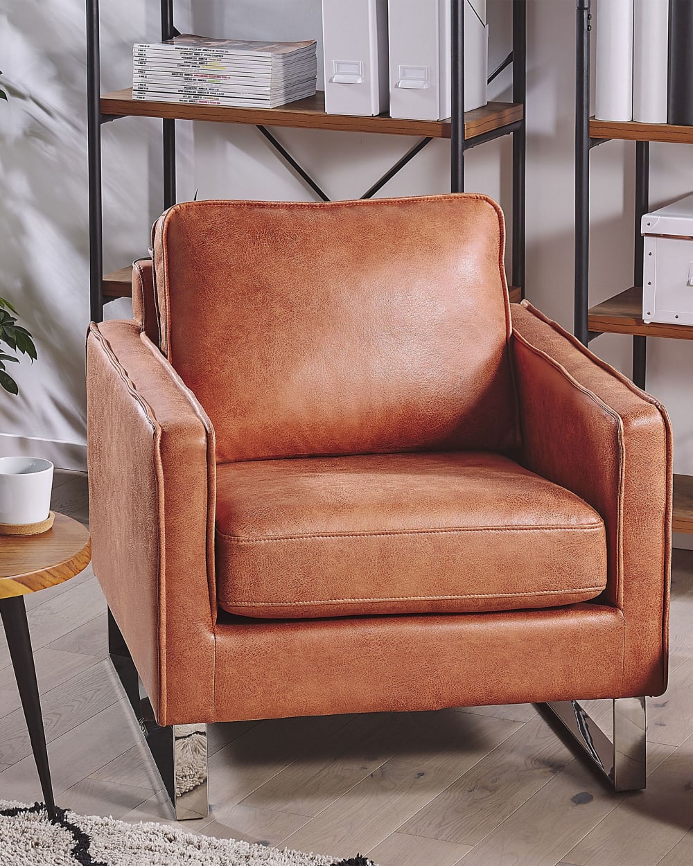 Fauteuil en cuir pu marron H82