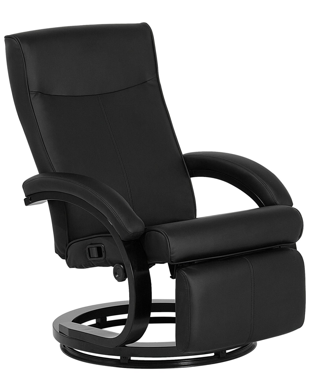 Fauteuil inclinable repose-pieds - cuir noir