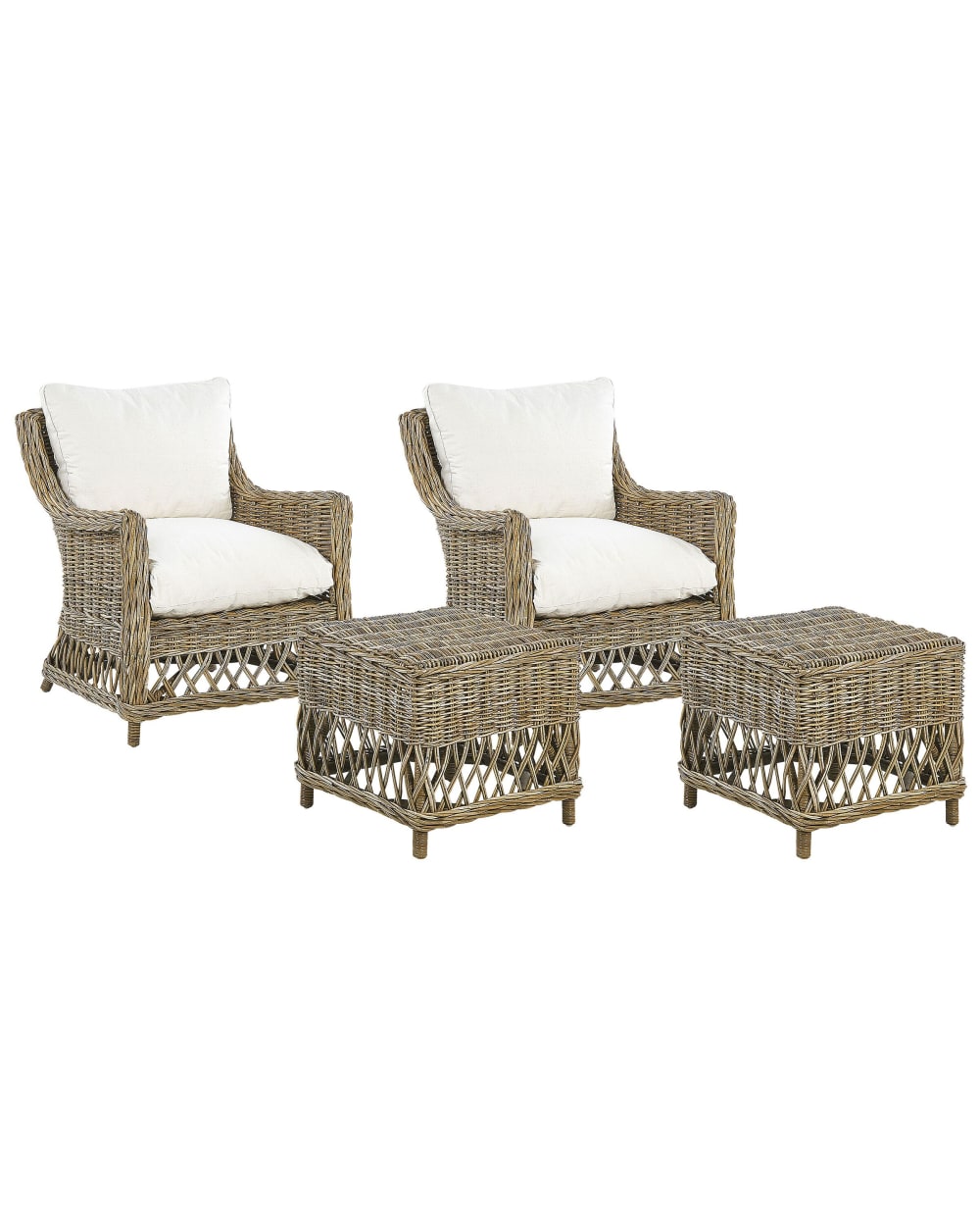 Gartensessel 2Er Set Mit Auflagen Aus Rattan 78Cm, Braun