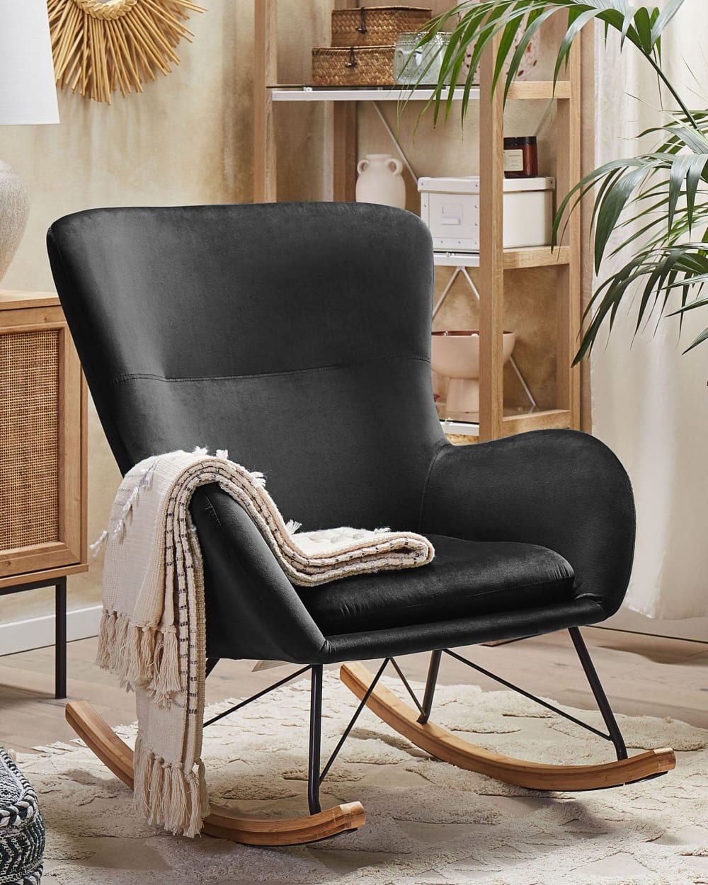 Fauteuil à bascule velours noir