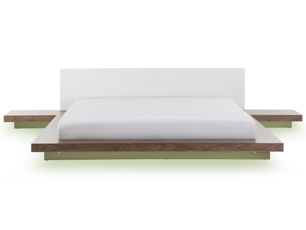 Doppelbett Mit LED Aus Holz 180X200, Braun