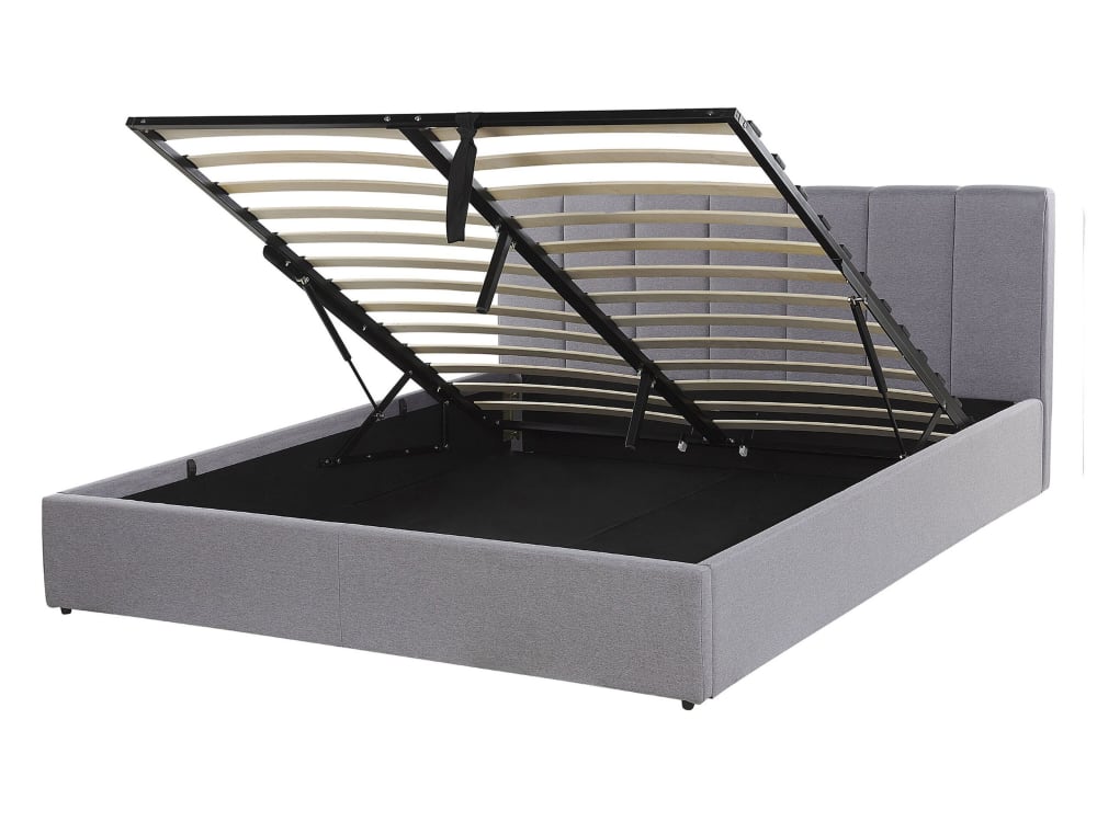 Lit double en tissu gris 140x200