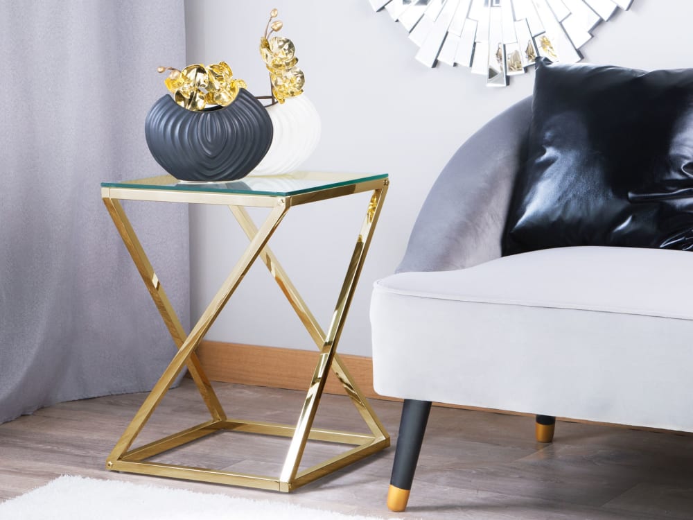 Beistelltisch aus Glas, gold - Maisons Du Monde