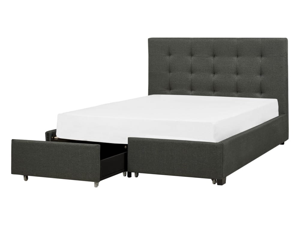 Beliani Doppelbett aus Stoff 140x200, grau style classic chic - Stoff