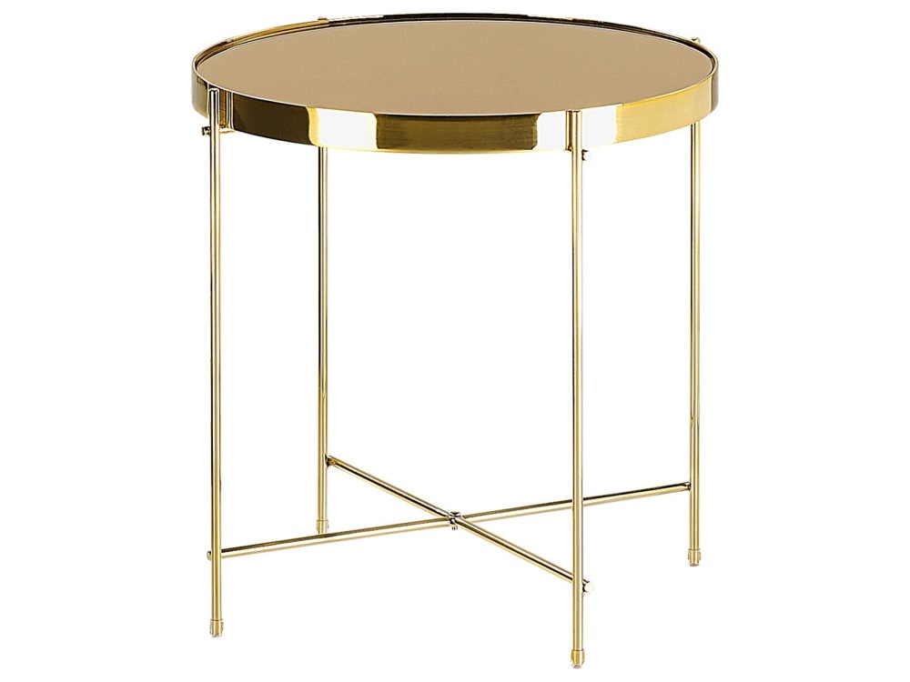 Beliani Beistelltisch aus Sicherheitsglas, gold style classic chic - Stoff
