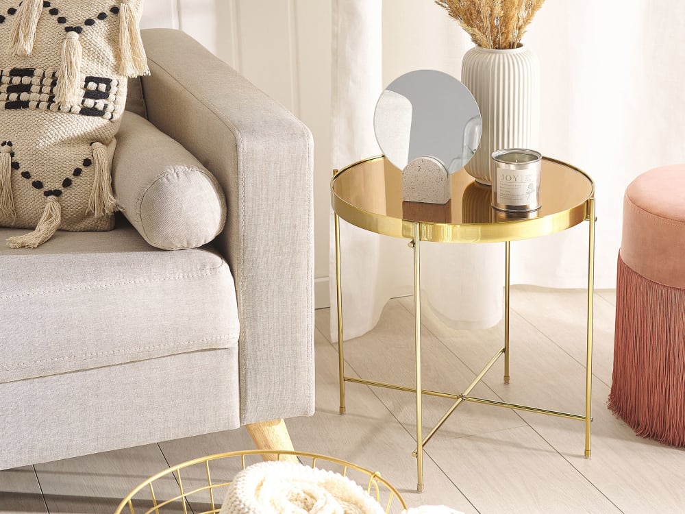 Beistelltisch aus Sicherheitsglas, gold - Maisons Du Monde