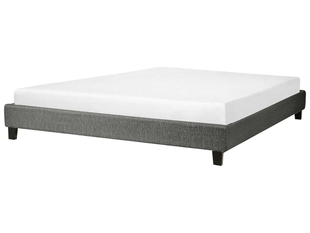 Lit double en tissu gris 180x200