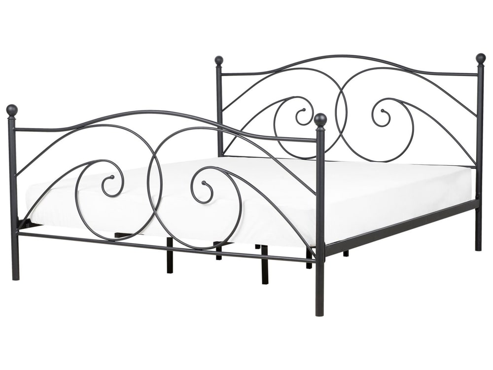 Lit double en métal noir 180x200