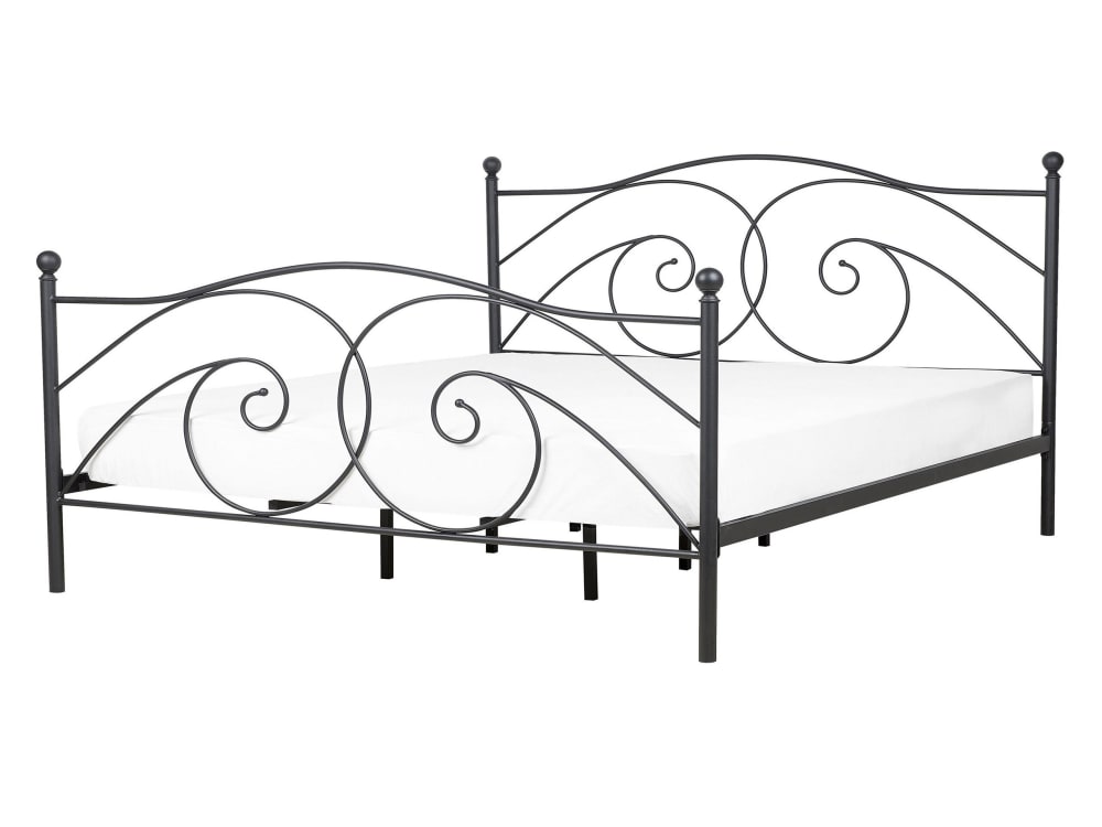 Lit double en métal noir 140x200