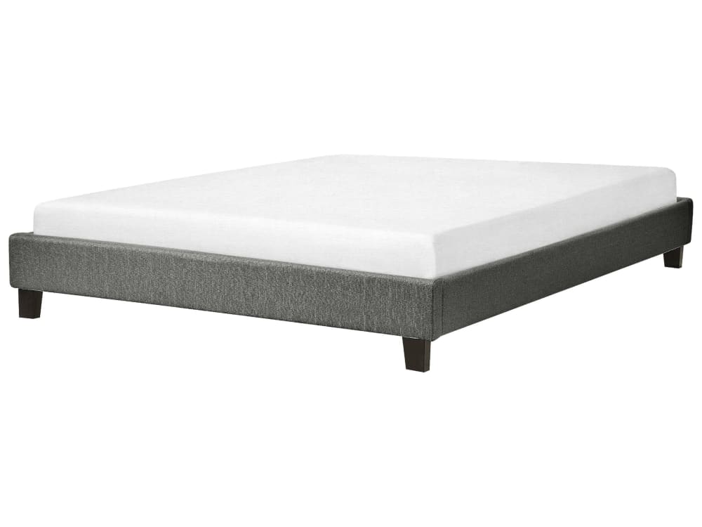 Lit double en tissu gris 160x200