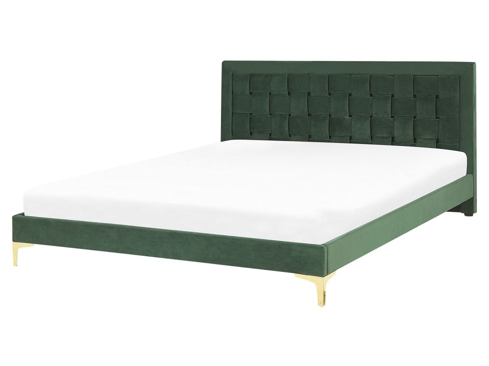 Lit double en tissu vert 160x200