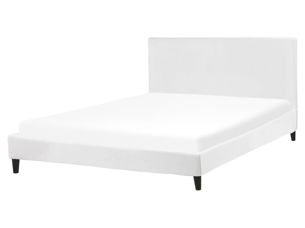 Lit double en tissu blanc 160x200