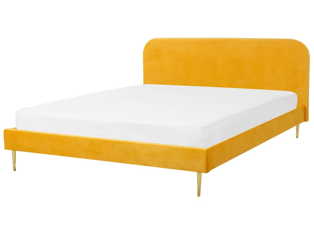 Lit double en tissu jaune 180x200