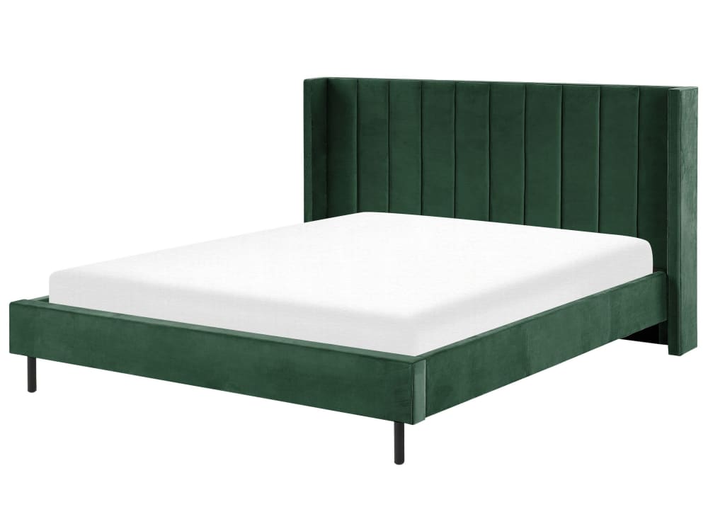 Lit double en tissu vert 180x200