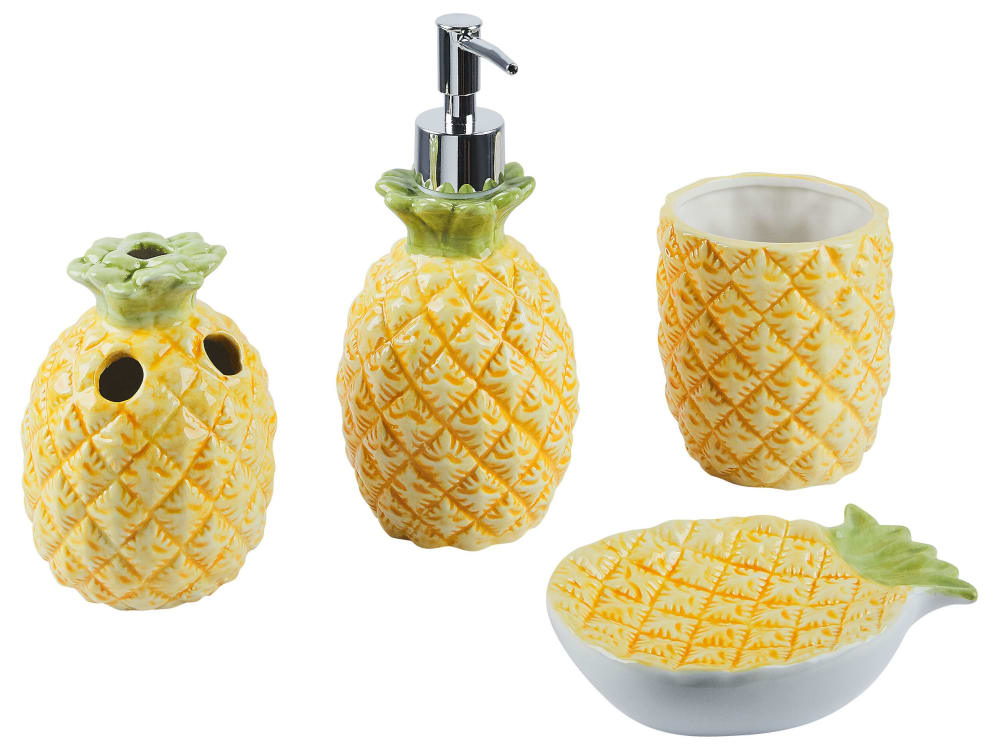 Badaccessoires Set 4-Teilig Keramik Gelb