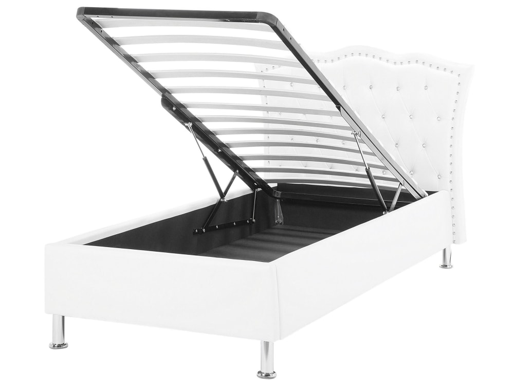 Einzelbett Aus Kunstleder 90X200, Weiß