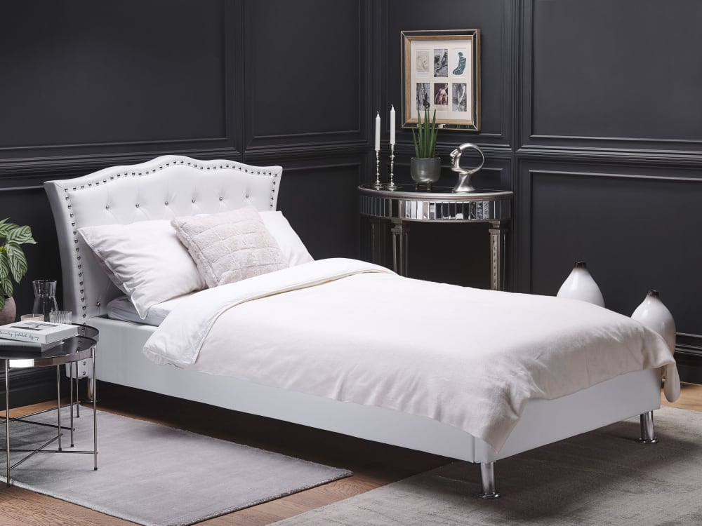 Einzelbett aus Kunstleder 90x200, weiß - Maisons Du Monde