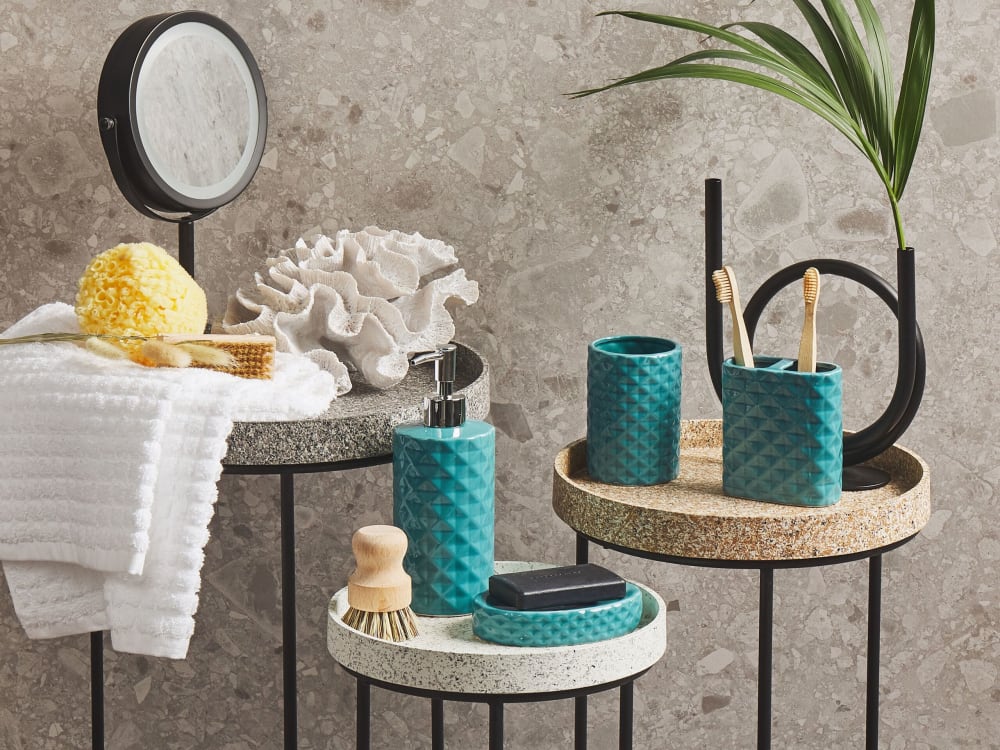 Set d'accessoires de salle de bain en pierre bleu 9x9 — vue 3