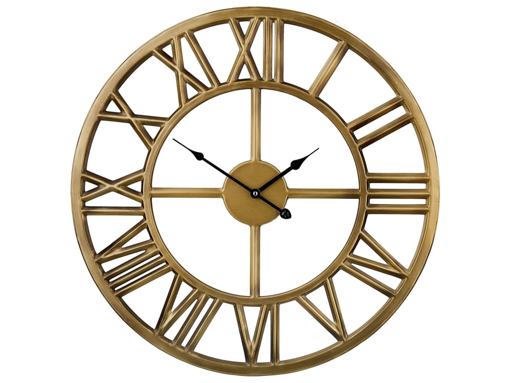 Wanduhr Aus Metall 61Cm, Gold