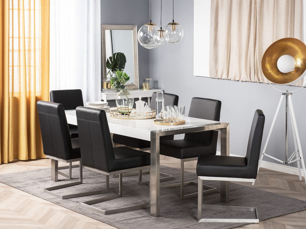 Esszimmertisch 8 Personen aus Mdf-platte, weiß - Maisons Du Monde