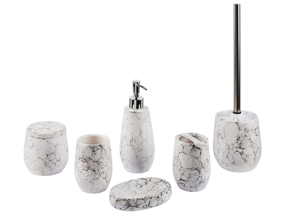 Badaccessoires Set 6-Teilig Keramik Weiß