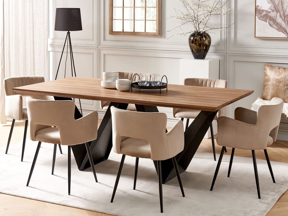Esszimmertisch 8 Personen aus Mdf-platte, braun - Maisons Du