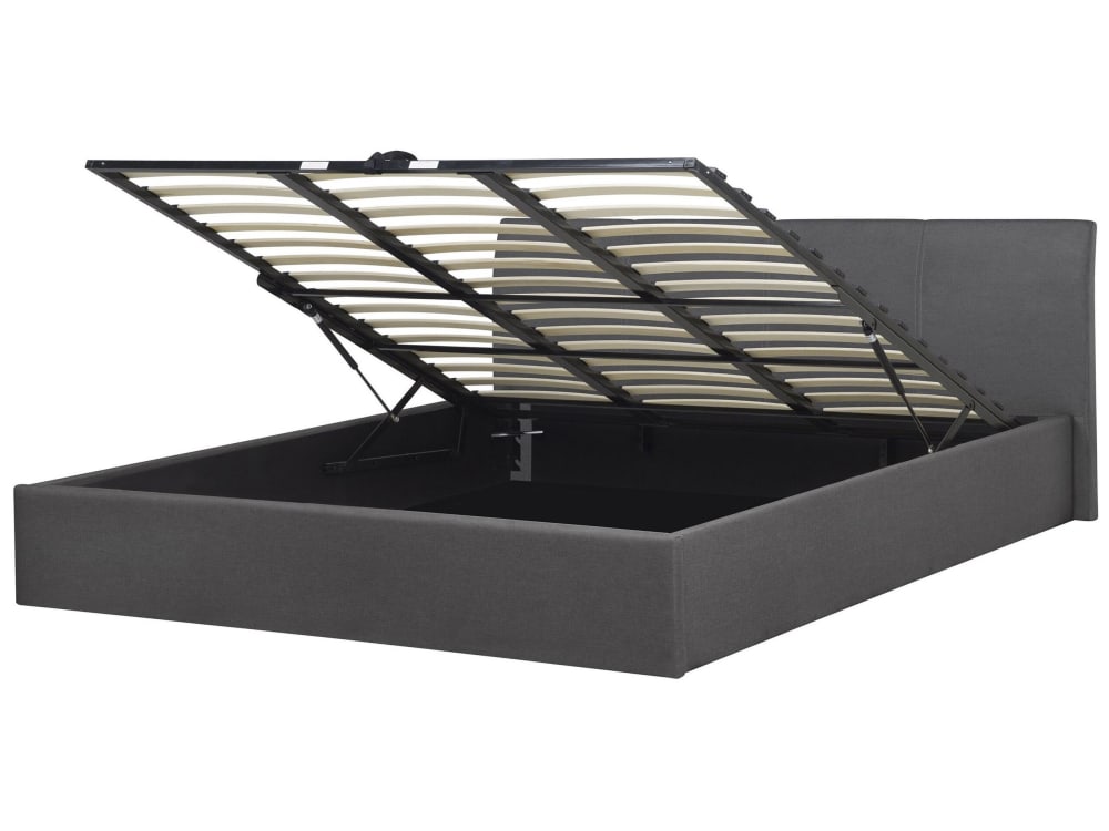 Lit double en tissu gris 180x200