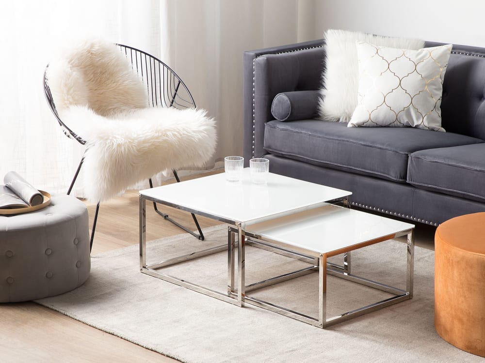 Couchtisch 2er Set aus Sicherheitsglas, weiß - Maisons Du Monde