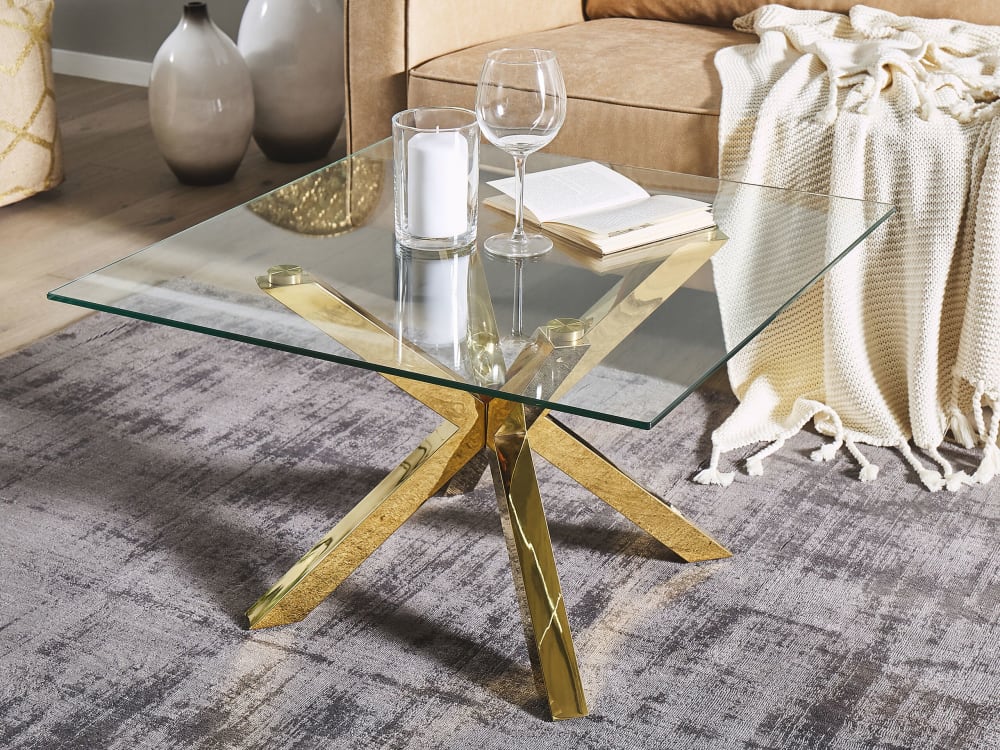 Couchtisch aus Sicherheitsglas, gold - Maisons Du Monde