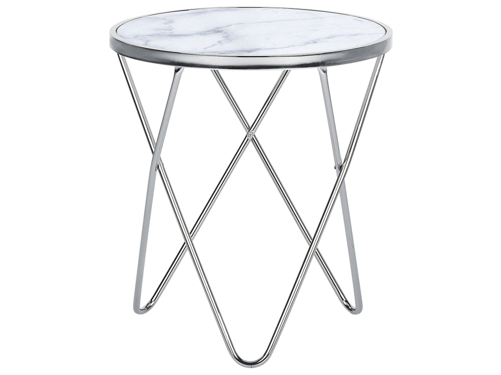 Beliani Beistelltisch aus Sicherheitsglas, weiß style classic chic - Stoff