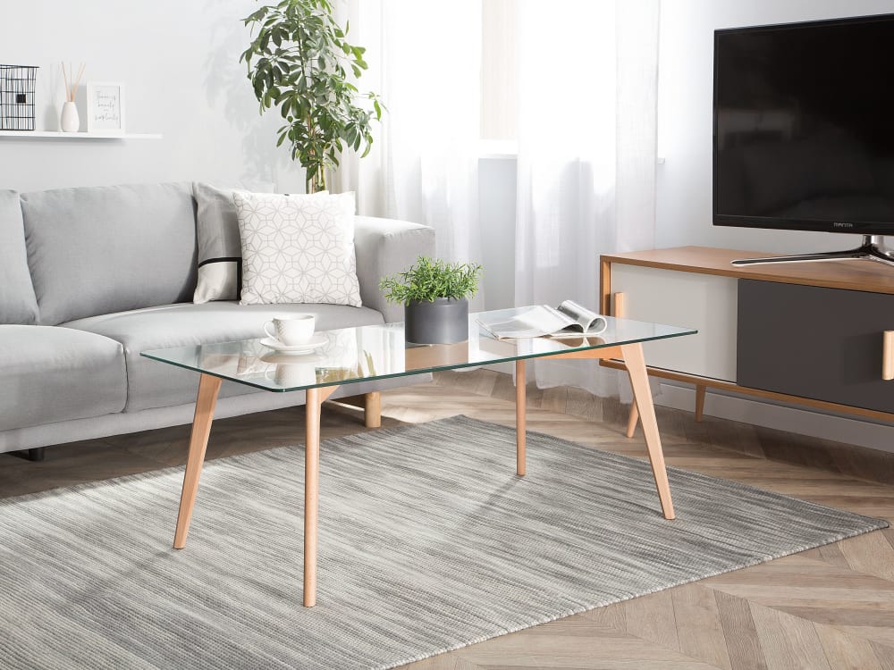 Table basse verre transparent