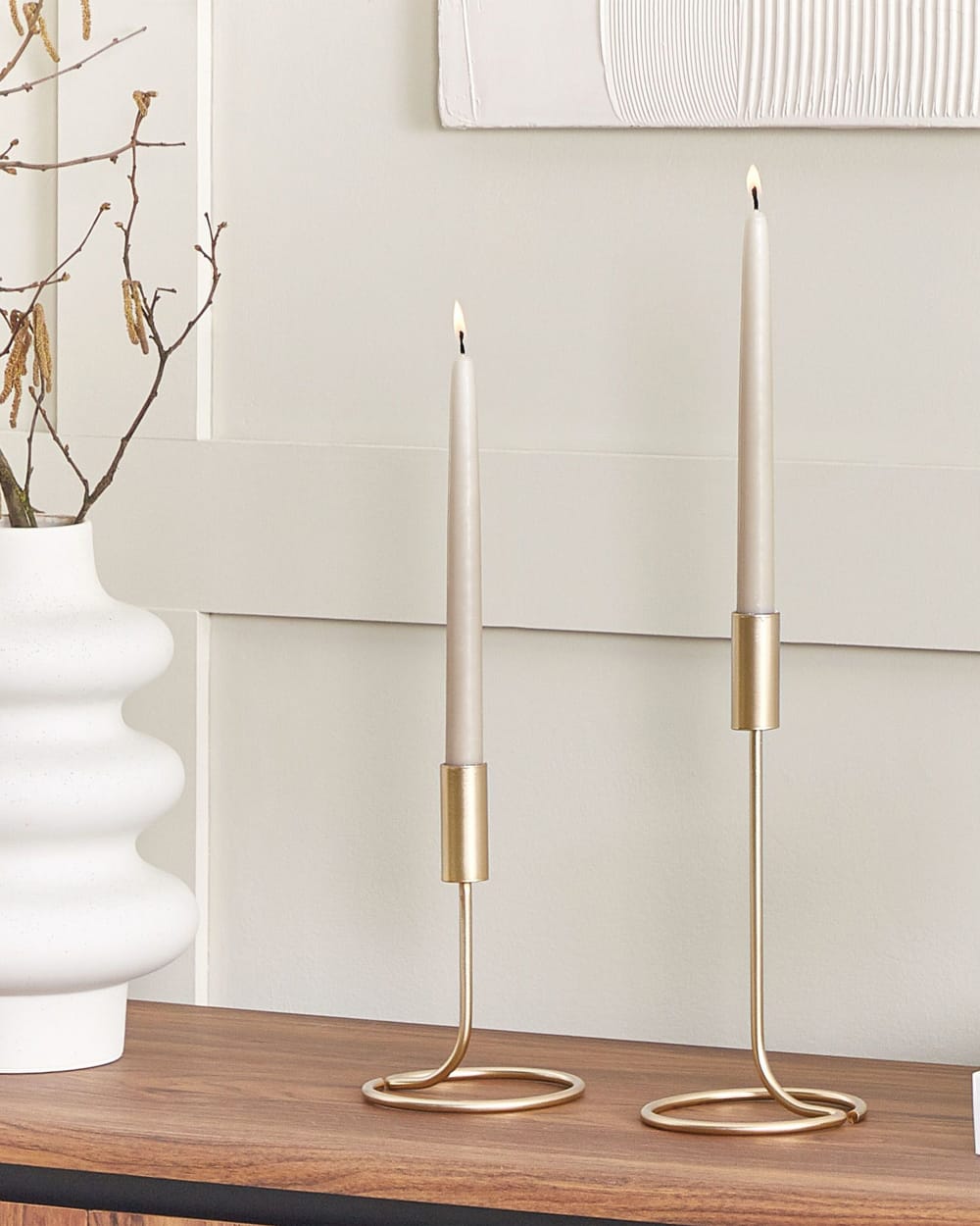 Kerzenständer 2er Set aus Metall 19 28cm, gold - Maisons Du Monde