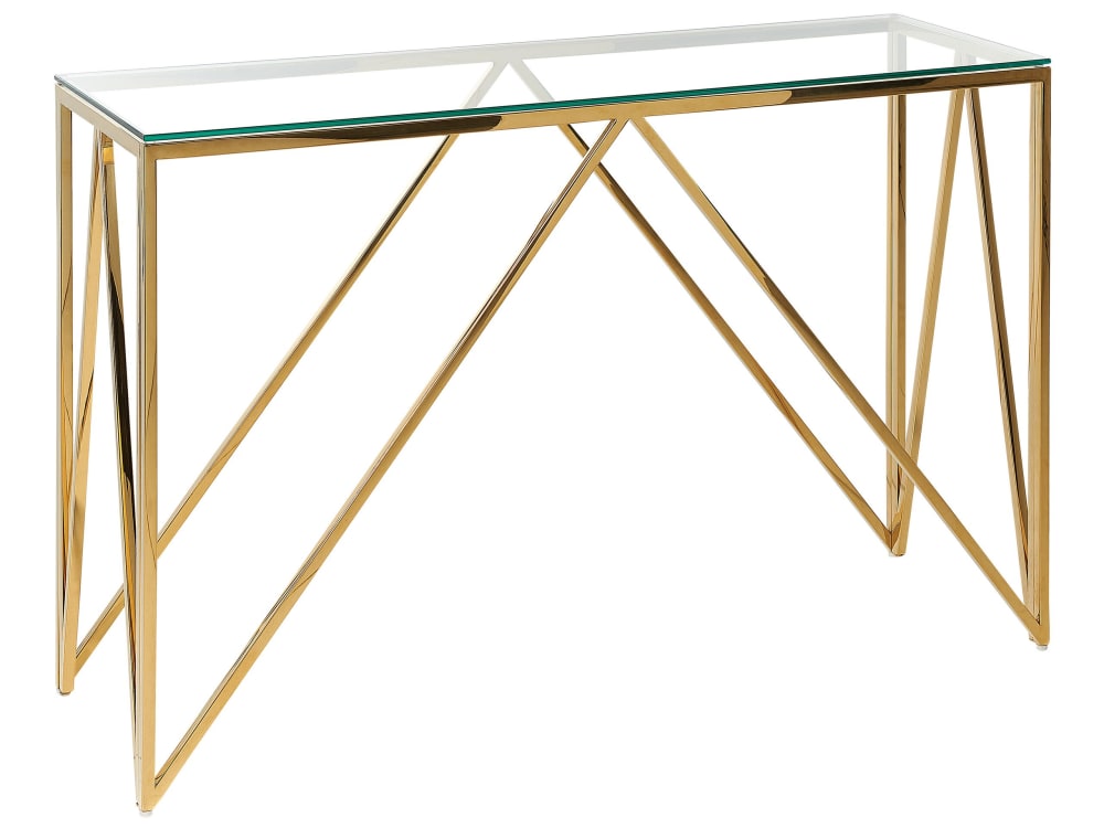 Beliani Konsolentisch aus Sicherheitsglas, gold style classic chic - Stoff